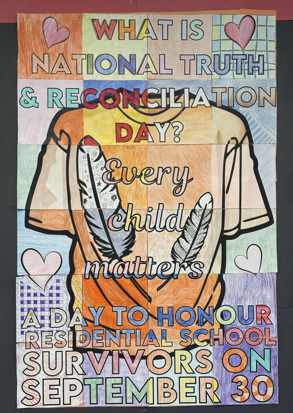 A student created puzzle advertising Orange Shirt Day/National Truth and Reconciliation Day